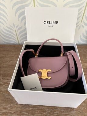 NWT Celine Mini Besace Clea in Shiny Calfskin Leather Dusty Pink